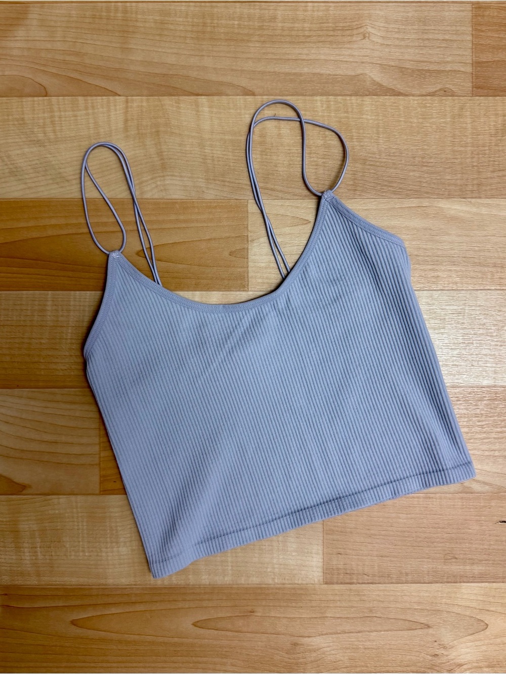 Zara Ribbed Seamless Crop Cami Strappy Back Lilac Purple XS/S